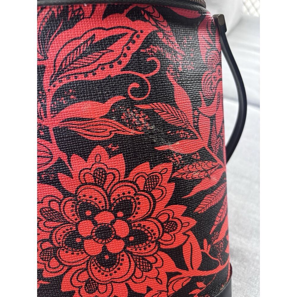 Vintage Aladdin Thermos Vinyl Bag Red Floral Rose Flowers - Picture 9 of 9